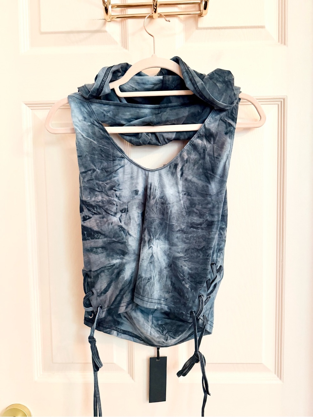 NWT tie dye widow hooded halter top
